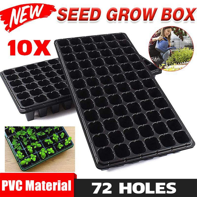 10x 72 Hole Plant Seed Grow Box Seedling Starter Tray for Plant Propagation - Aimall