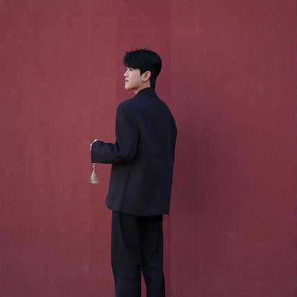 Chinese Tang Suit Jacket Mens Traditional Republic Style Mandarin Collar Coat