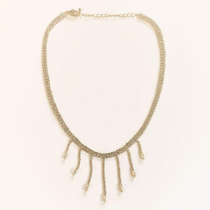Luxury Zirconia Tassel Necklace Elegant Collar Jewelry for Women Party Wear