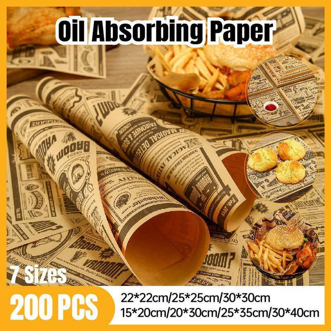 200X Oil Absorbing Paper Food Frying Grease-Proof Food Wrapper Wrapper Sandwich