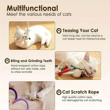 Durable Interactive Chew Rope Toy for Cats Kittens Pet Teeth Cleaning Play Toy