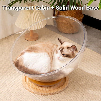 Four Seasons Acrylic Space Capsule Cat Bed Semi-closed Cool Nest Turntable Toy