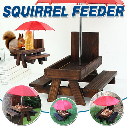 Wooden Squirrel Feeder Outdoor Hanging Bird Feeder for Garden Backyard Pets
