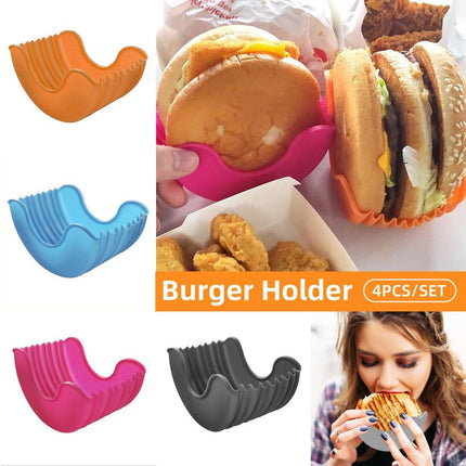 4PCS Hamburger Silicone Holder Sandwich Storage Rack Reusable Burger Fixed Box