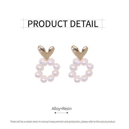 Retro Pearl Heart Earrings Simple Fashion Jewelry Romantic Accessory