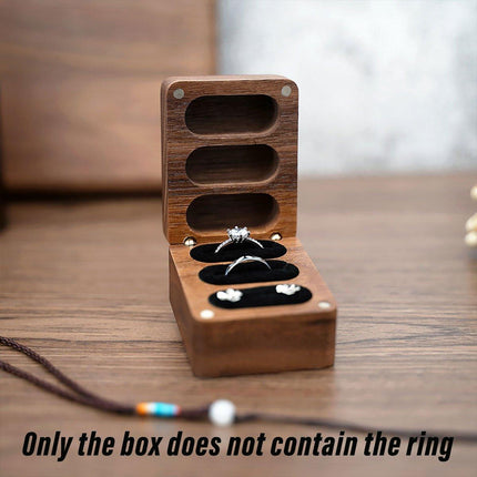 Wooden Ring Jewellery Box High Storage Box with Three Compartments for Rings