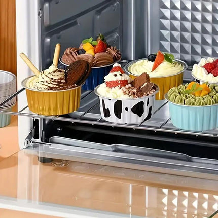 100Pcs Cake Tools Pudding Cake Aluminum Foil Baking Cups Cupcake Cup with Lids