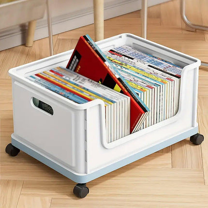 Under Desk Book Storage Box with Wheels Movable Classroom Student Organiser Rack
