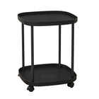 2 Tier Mobile Side Table Coffee Table with Storage Shelf Living Room Furniture