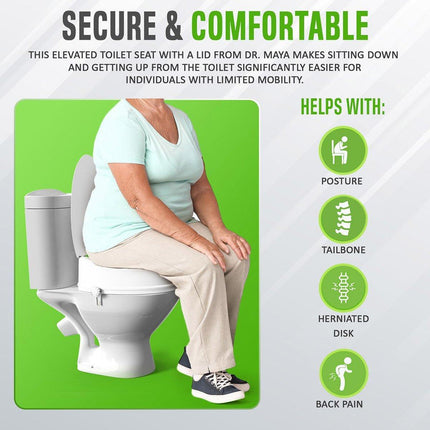 Adjustable Raised Toilet Seat Riser for Elderly Pregnant Women and Mobility Support