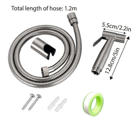 3PCS 304 Stainless Steel Handheld Bidet Spray Gun Toilet Cleaner Non Perforated