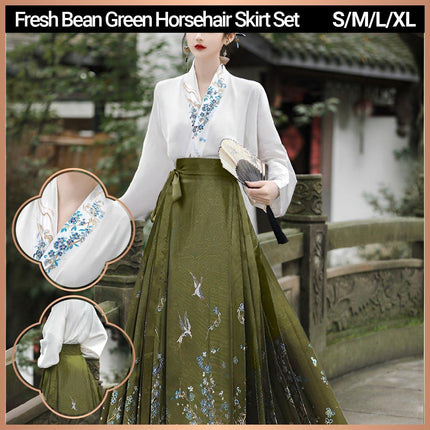 Spring Autumn Hanfu Set for Women Improved Daily Wear Commuting Horse Skirt