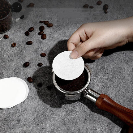 100PCS 51/53/58mm Coffee Machine Filter Paper Powder Round Raw Wood Breville - Aimall