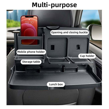 Foldable Back Seat Tray Table Multifunctional Car Organizer with Drink and Laptop Holder