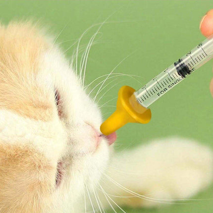 Kitten Feeding Bottle with Syringe Dispenser for Young Pets and Small Animals