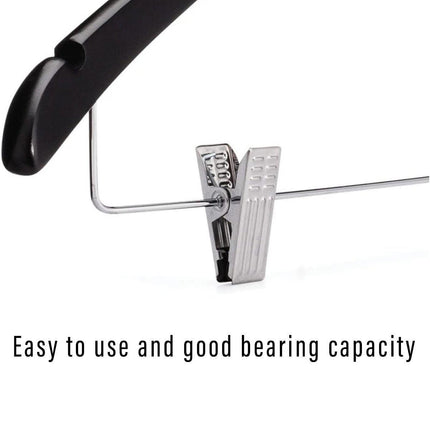 10 Pcs Wooden Non-Slip Wide Shoulder Clothes Hanger with Clip for Hotel Wardrobe