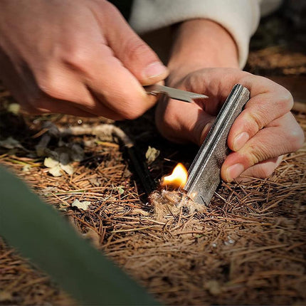 Magnesium Block & Flint Military Fire Starter Striker Firestarter Army Survival - Aimall