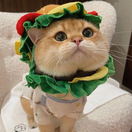 Cute Pet Hamburger Headgear Headdress for Dogs Cats Fun Costume Pet Accessory