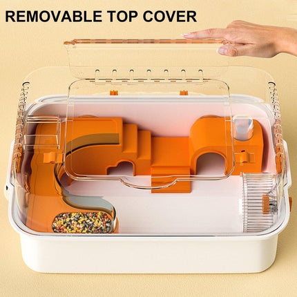 Acrylic Tunnel Hamster Cage Gold Wire Bite Proof Luxury Small Pet Habitat