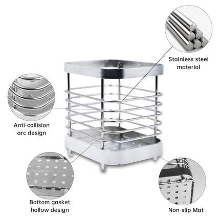 Stainless Steel Household Toothbrush Holder Draining Storage Shelf for Bathroom