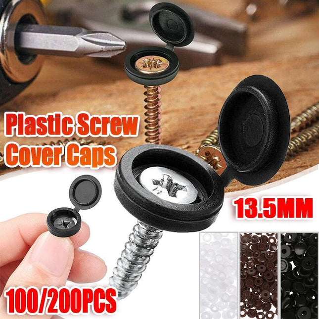 100/200X Plastic Screw Cover Caps Holes Cams Furniture Kitchen Button Nuts Bolts - Aimall