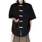 Men Chinese Style Short Sleeve Shirt Summer Loose Casual Top Tee Fashion