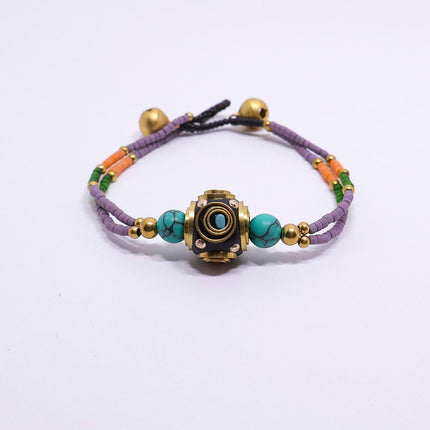 Ethnic Style Handmade Bracelet Color Stone Sky Bead Fashion Round Bead Bracelet