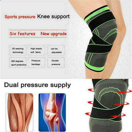 3D Weaving Knee Brace Breathable Sleeve Support Running Jogging Joint Pain Leg Green - Aimall