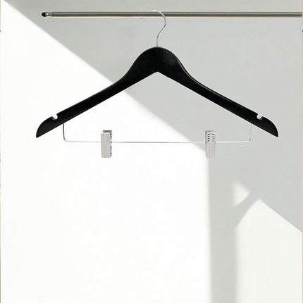 10 Pcs Wooden Non-Slip Wide Shoulder Clothes Hanger with Clip for Hotel Wardrobe