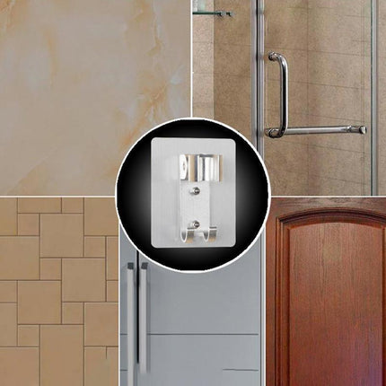 Adjustable Bracket Suction Shower Head Handset Holder Bathroom Wall Mount +Hooks - Aimall