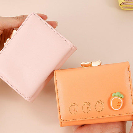 Cute Fruit Folding Wallet Ladies Mini Cartoon Money Clip Small Coin Purse Holder