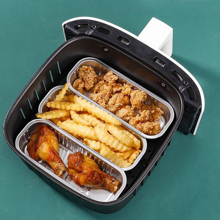 50 PCS Thickened Foil Box with Plastic Lid Rectangular Aluminum Foil