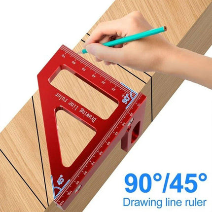 Aluminum Alloy Woodworking Metric Scribe Angle Triangle Ruler Line Gauge Tool