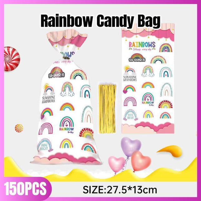150PCS Rainbow Series Candy Bag Children's Birthday Party Gift Bag Christmas