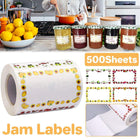 500 Sheets Self Adhesive Food Freezer Jam Labels for Kitchen Jars and Bottles - Sticker Labels