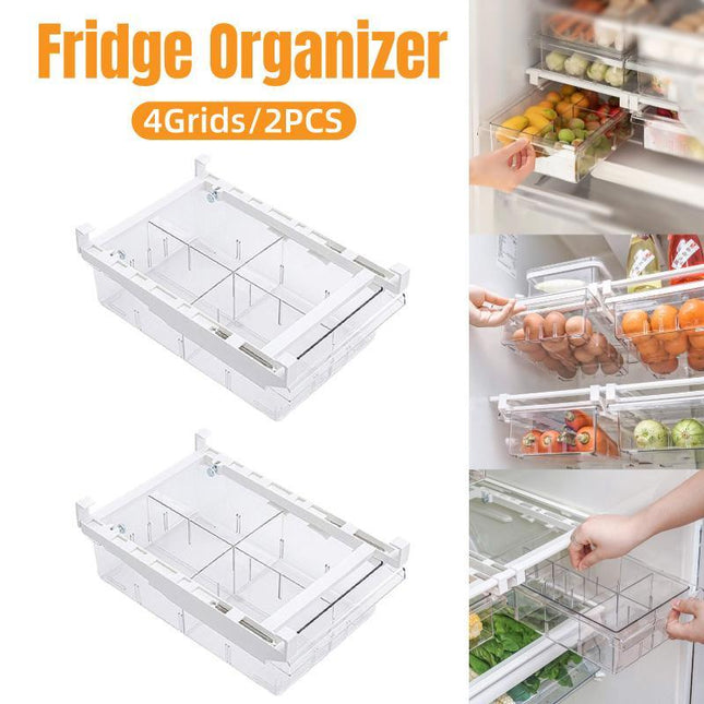2 Pack Fridge Crisper Drawer Storage Boxes Food Organizer for Fresh Produce