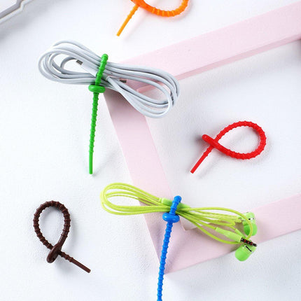 50PCS Reusable Silicone Sealing Cable Ties Food Storage Bag Clips Cord With Hole