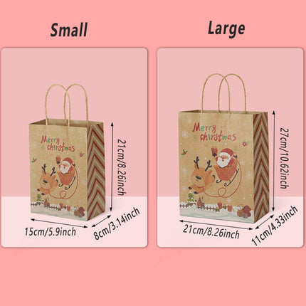 25PCS Christmas Tote Bags Kraft Paper Gift Bags Party Favor Holiday