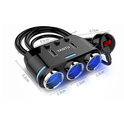 3 Way Multi Car Cigarette Lighter Socket Splitter Dual USB Charger/Power Adapter - Aimall