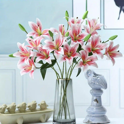 2PCS Artificial Lily Flowers Wedding Home Decor Fake Wild Lily Floral Stems
