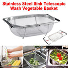 Stainless Steel Dishwashing Basket Telescopic Fruit Drain Basket Kitchen Shelf
