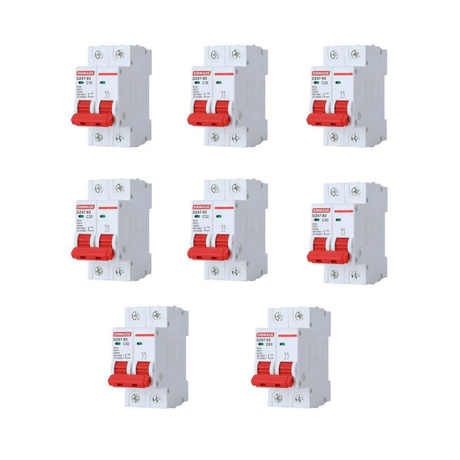 AC Circuit Breaker Solar 220-380V 2Pole Double MCB Mini 10-63 Amp