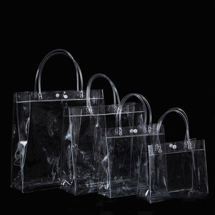 100x PVC Transparent Gift Tote Bag with Snap Button for Packaging - Aimall