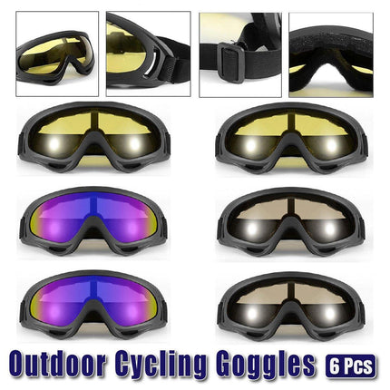 6PCS Tactical Motorcycle Goggles X400 Windproof Outdoor Riding Goggles Sports