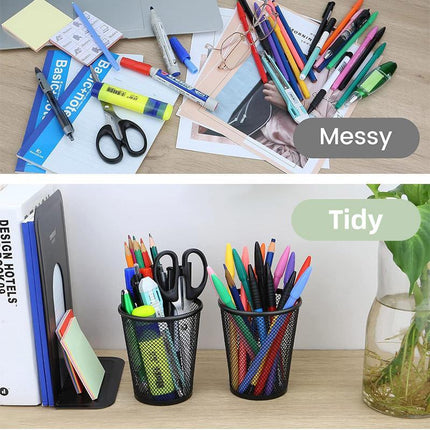 4pcs Round Pen Holder Bucket Desktop Organiser Simple Storage Container Office