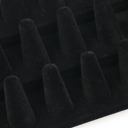 Three Layer Flocking Jewelry Display Stand 18 Finger Ring Organizer Holder