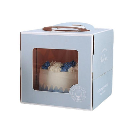 30PCS Grey Portable Cake Boxes Display Window Packing Case with Handle Birthday - Aimall