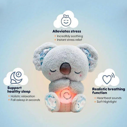 Luminous Sleeping Koala Plush Toy with Music for Early Learning and Soothing