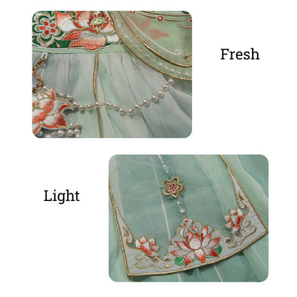 Chinese Style Green Hanfu Dress for Girls Summer Outfit Traditional Fashion