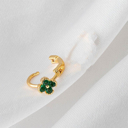 Green Lucky Grass Ear Cuff Simple Earrings for Girls Fashion Jewelry Accessories